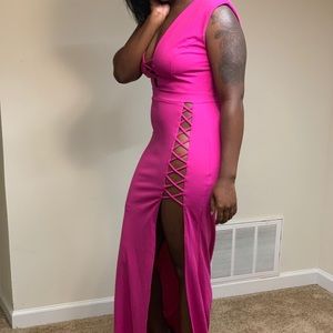 Pink maxi dress from fashion nova.